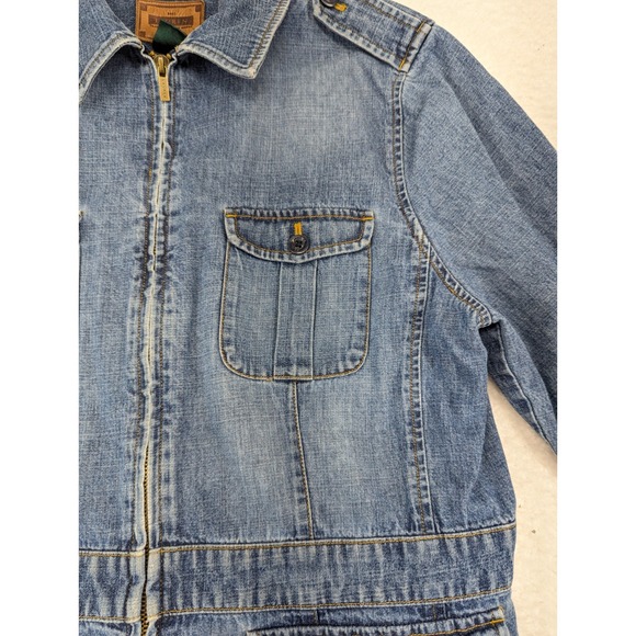 Lauren Ralph Lauren Jean Jacket Womens Medium Wash Zip Front Pockets L - Picture 5 of 14